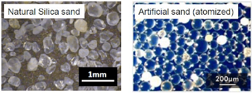 Natural vs atomized artificial silica sand