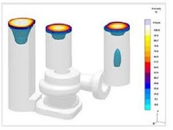 Thermal map on three vertical pipe sections