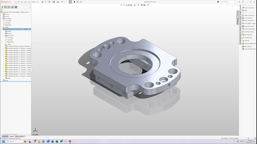 3D CAD model of machined metal flange