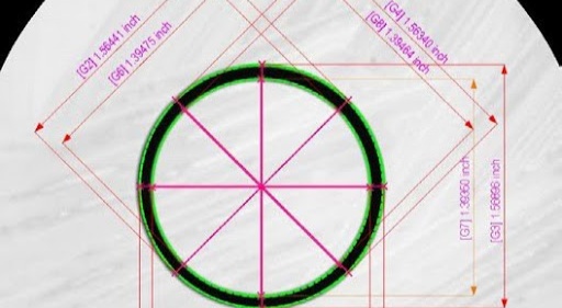 CAD measurement overlay on circular component